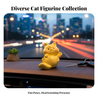 Tiny Feline Figurine Miniature Size Micro Landscape Cat Ornament DIY Accessory Micro Landscape Decor for Collectors, Desktop, Car Dashboard