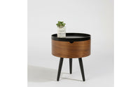 Round Nightstand with Drawer Light Elegant Design Walnut Color Bedside Table Space Saving Modern End Table for Bedroom, Living Room, Small Areas
