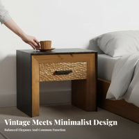 Imperfect appeal design Rustic cube-shaped End Table Vintage Look Nightstand Distressed Finish accent Furniture space-efficient Size for Small Apartment Dwellers, Farmhouse Decor Fans, Living Room, Bedroom, Lounge Area, Entryway
