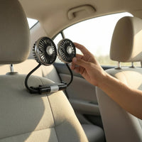 Flexible Tubes twinHead Car Fan Adjustable Heads USB Car Fan 3-Speed Vehicle Gadget