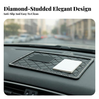 Rhinestone Car Dashboard Mat Easy Installation Rhinestone Dashboard Mat Washable Sparkling Anti-Slip Pad for Drivers, Women, Center Console, Trucks