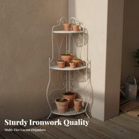 Floor-Standing Multi-Tiered Etagere Space-Saving Arched chef's Rack Versatile Plant Stand Large Capacity for Gardeners, Home Decorators, Homeowners, Balcony, Patio, Corner, Living Room