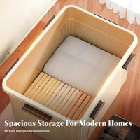 Wheeled Storage Trunk Large Capacity Organizer Box secure closureed Lid Stackable Container for Homeowners, Families, Bedroom, Moving House, Basement