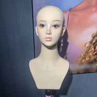 Female Mannequin Head with Shoulder Realistic Hairpiece Head Sturdy Beauty Display