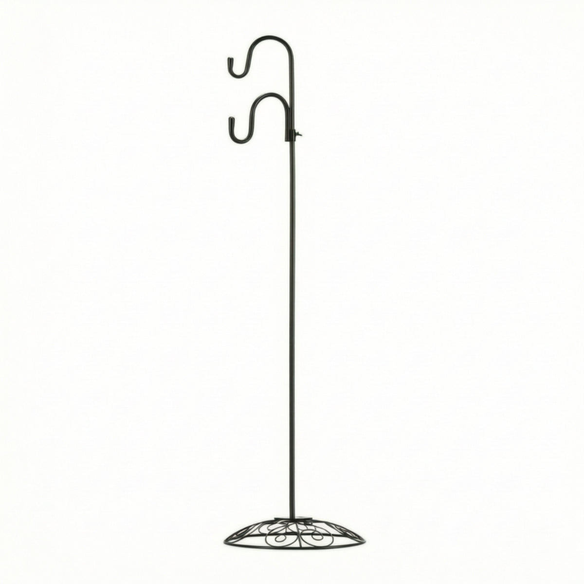 Double Shepherds Hook Stand Heavy Duty Dual Hook Plant Stand Garden Pole Weather-Resistant Space-Saving for Gardeners, Patio