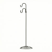 Double Shepherds Hook Stand Heavy Duty Dual Hook Plant Stand Garden Pole Weather-Resistant Space-Saving for Gardeners, Patio