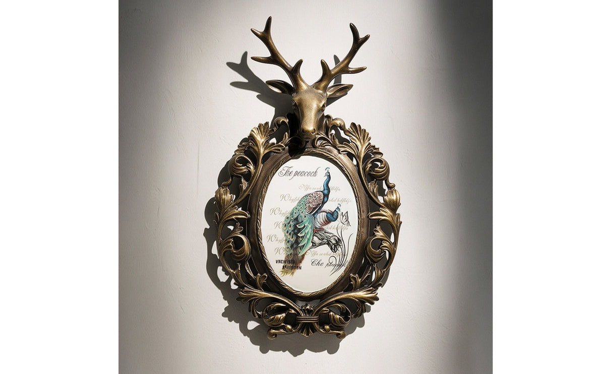 Deer Head Plaque with Frame Farmhouse Deer Head Wall Decor Retro for Bedroom