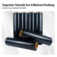 Black Stretch Film Sturdy Black Plastic Film Stretch Wrap Roll Puncture Resistant Moving Wrap Sturdy Duty for Shipping, Storage