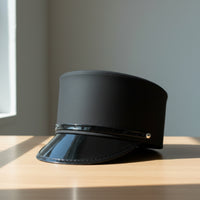 Costume Cap with Glossy Brim Tall Peaked Cap Realistic Railway Uniform Accessory for Cosplay