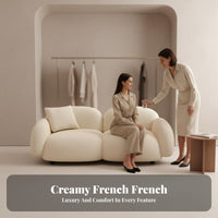 French-Inspired Design Puffy 3-Seater Sofa Minimalist Design Upholstered 3-Seater Settee Luxurious Comfort Couch High-Resilience Cushion for Interior Designers, Apartment Dwellers, Reception Area, Beauty Salon, Family Gatherings, Movie Nights