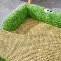 Ice Silk Dog Bed, Washable Cooling Dog Sofa, Bolster Neck Support for Summer, Square Cat Bed