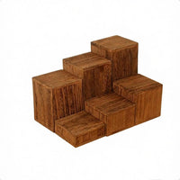 6 Pieces Wooden Display Blocks Solid Wood Modular Riser Blocks Wooden Display Stand Versatile Tiered Riser Stand Geometric