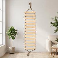 Cat Climbing Structure with Rope Bridge, Solid Wood Wall Mounted Frame and Ladder, Indoor Shelves for Large Cats, Elevated Climbing Bridge Area