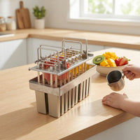 Welded 20-Slot Ice Frozen Treat Mold Matching Lid Stainless Steel Ice Frozen Treat Mold Silvery Finish Freezer Tool Food-Grade