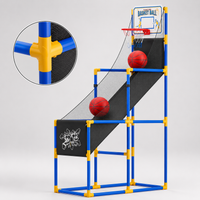 Kids Indoor Portable Basketball Hoop Game Set with Ball Return System, Movable Outdoor Sports Toy