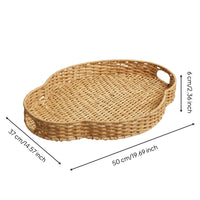 Wicker Tray with Handles Decorative Rattan Serving Tray with Handles Rustic Woven Serving Basket for Kitchen