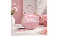 Basketball-Shaped Purse Faux-Leather Basketball Handbag Sporty Crossbody Shoulder Bag with Shoulder Strap for Concerts
