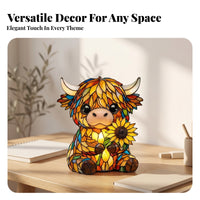 Multicolor Highland Cow Night Light USB Powered Daisy Cow Night Light Control 3D Animal Lamp Decorative