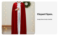 Plush snow-colored edging Santadesign Cape velvetyy-texturedLike Texture Long Red Holiday Mantle Full Length Design Christmas Costume Attached Hood for Adults, Party Goers, Teenagers, TH&M-inspireded Photoshoots, Cosplay gathering, Stage Performance