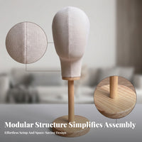 Wooden Base Hairpiece Stand Hat Display Stand Lightweight Freestanding Mannequin