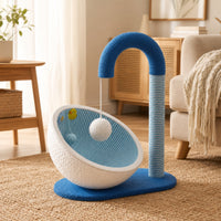 Woven Cat Scratching Bed Paper Rope Cat Tree with Bed Soft Activity Centre Soft for Cats, Kittens, Living Room, Bedroom