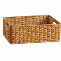Braided Container Basket with Handles Open-Top Rectangular Organizer Basket for Closet