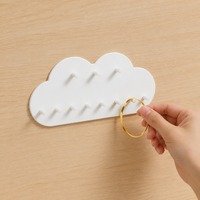 Cloud Wall Hanger, White Double Hook for Bathroom, 7.5x14.5x1.5 cm, Supports 3 kg
