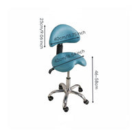 Adjustable Oral Assistant Chair Firm-Density Foam Cushion Saddle Stool with Backrest PU Leather Upholstery Ergonomic Swivel Stool for Practice Room