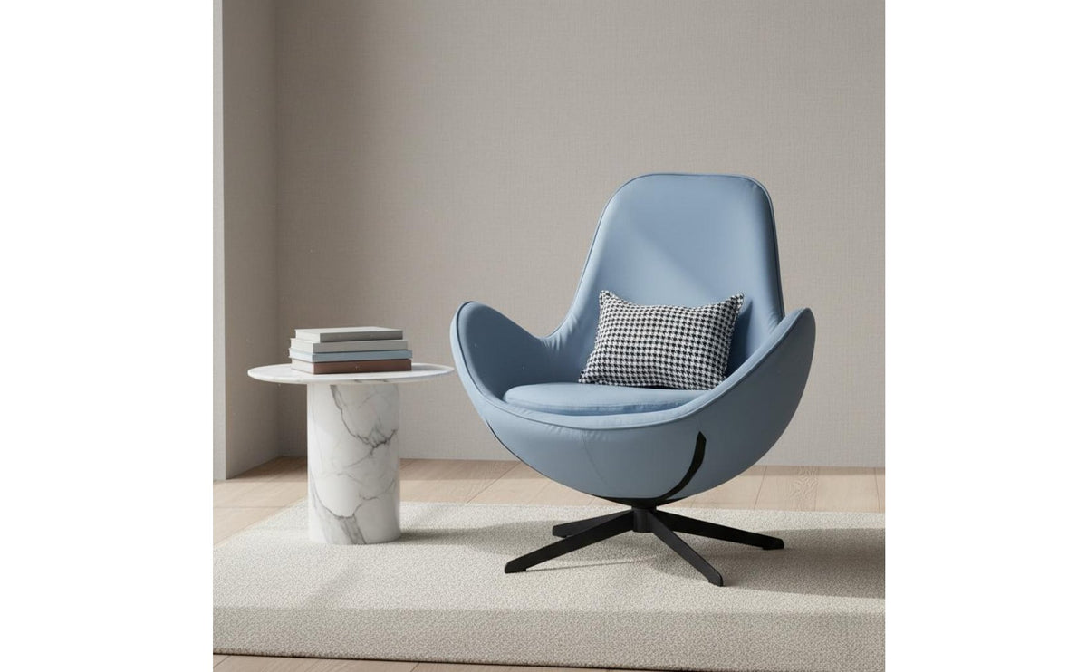 Light Luxury Design Swivel Egg Chair Ergonomic Curved Back Eggshell Leisure Chair Comfortable Upholstery Upholstered Swivel Armchair High-Density Foam Cushion for Balcony, Bedroom, Reading Nook, Office