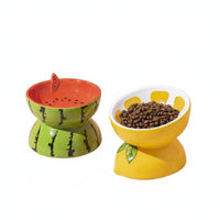 Whisker Fatigue Friendly Tilted Cat Food Bowl Easy to Clean Elevated Cat Bowl Non-Slip Raised Ceramic Pet Dish Dishwasher Safe for Cats, Kittens, Small Dogs