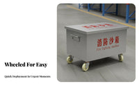 Stainless Steel Fire Sandbox With Wheels Fire Fighting Sandbox Rust-Resistant Rolling Flood Control Sand Box for Firefighters, Factories, Gas Stations