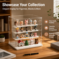 Acrylic Display Cabinets, Clear Model Display Case with Lid & Internal Shelves, Dustproof Collectible Display Case for Figurines, 31.5cm