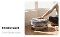 Portable Handle Round Bohemian Pouf Lightweight Design Round Futon Cushion Wear-Resistant Material for Teens, Bay Window, Living Room