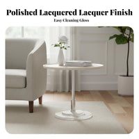 Cream and fashion circular table with Transparent Legs Rounded Edges Living Room Furniture Modern Design Space-Saving Look for Apartment Dwellers, Interior Decorators, Office Managers, Small areas, Lounge Area, Bedroom