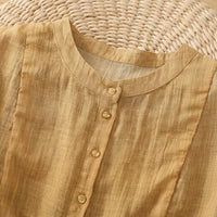 Blouses for Women UK Summer Tops with Stand Collar and Button Front, Half Sleeve Linen Shirt for Casual Wear, Tunic in Vintage Boho Style
