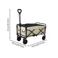Swivel Wheels Foldable Wagon Removable Liner Collapsible Wagon Oxford Textile Pull Handle Carrier Metal Frame for Camping, Picnics, Outings