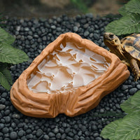 Realistic Rock Feeding Dish, Tortoise Water Bowl, Crested Gecko Terrarium Dual-Purpose Food and Water Dish for Reptiles and Frogs