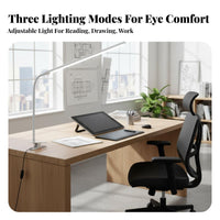 High Color Rendering Index Shadowless Workbench Light Flicker-without Flicker LED Clamp Desk Lamp Dimmable Adjustable Arm Task Light for Designers, Office Workers, Hobbyists, Dorm Room, Bedroom