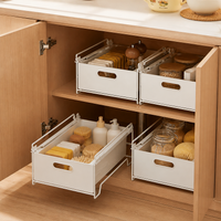 White Pull Out Drawers for Cabinets, Stackable Storage Organizer, Metal Sliding Drawer for Office & Craft Supplies, 16cm Height