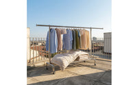 Floor-Standing Clothing Rack with Shelf Stainless Steel Garment Rack with Hooks Heavy Duty Storage Furniture Space-Saving for Bedroom