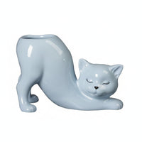 Cat Planter Glazed Succulent Pot with Drainage Small for Desk, Office, Gardeners