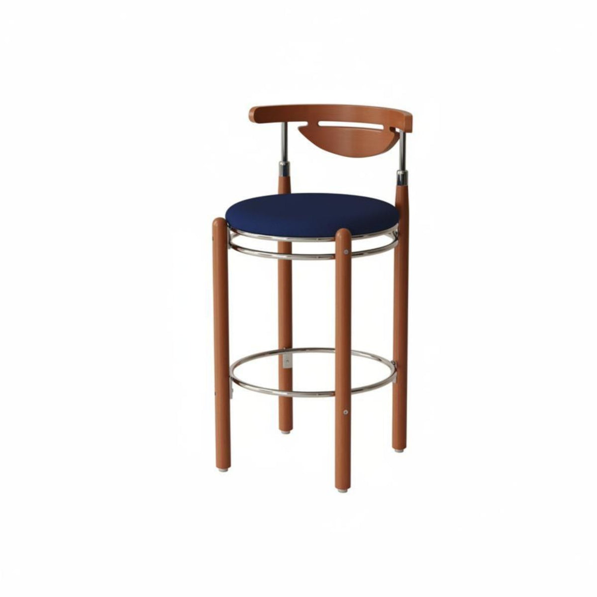 Retro Design Molded Shell Pedestal Stool Sturdy Construction Bar Chair Integrated Footrest Seating Furniture Contoured Seat for Homeowners, Cafe Owners, Adults, Restaurant, Pub, Kitchen, Dining Room