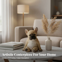 French Canine Statue Realistic Details Resin Dog Sculpture Indoor Outdoor Canine Figurine Puppy Figurine for Living Room, Patio, Bookshelf