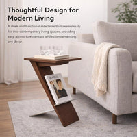 Z-Shaped Side Table Living Room, Small Apartment End Table Narrow, Nordic Minimalist Furniture, Home Decor Accent Table Storage