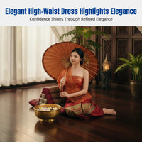 Red Dai Ethnic Women's Dress, Thai Style, Water Festival, Spa Reception, Studio Uniform