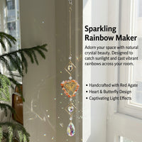 Crystal Prism Suncatcher, Heart Sun Catchers Indoor Window Rainbow Maker, 44cm Hanging Suncatcher for Good Energy Charm