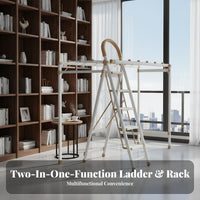 Foldable Ladder Clothes Rack Space-Saving Multi-Purpose Ladder Anti-Slip Climbing Equipment Portable for Homeowners, DIY Enthusiasts, Indoors, Balcony, Apartment, Kitchen