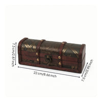Hairpin Storage Box Retro Wooden Chest with Hinged Lid Small for Desk, Shelf