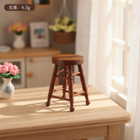 Tiny Dollhouse Stool Realistic Miniature Stool Round Furniture Classic for Collectors, Crafters