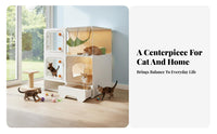 Spacious Interior Multi-Level Feline Villa with Integrated Litter Box Easy to Clean Multi-Level Feline Kennel Good Ventilation Pet Furniture Breathable Mesh for Indoors, Indoor, Living Room, Bedroom